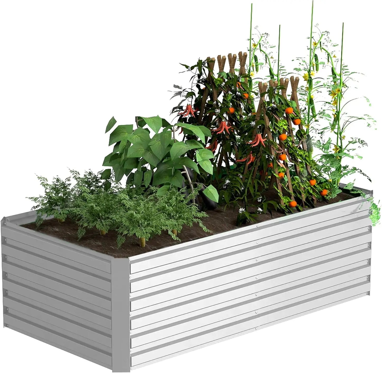 Galvanized Raised Garden Bed Deep Root Planter Box Set 72 Inch by 36 Inch by 24 Inch