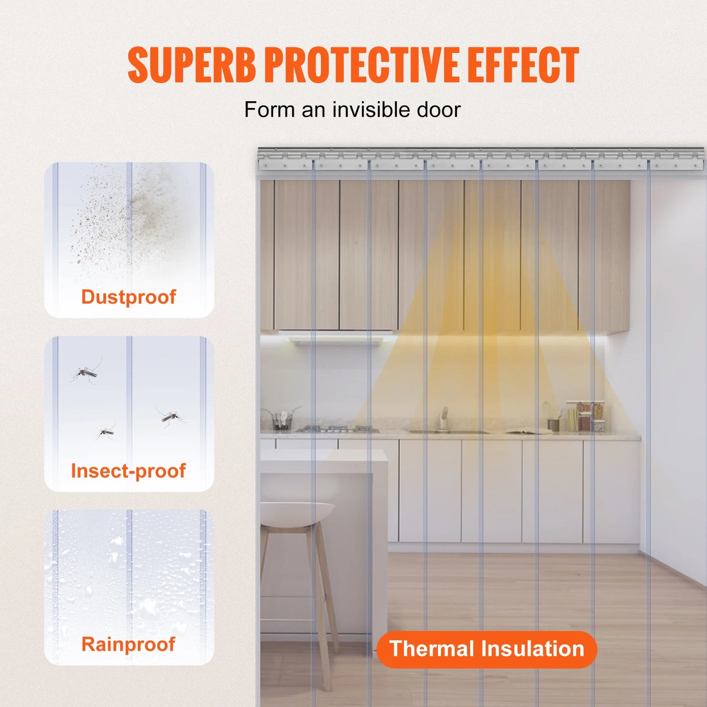 SucceBuy Clear PVC Strip Door Curtain for Walk In Coolers