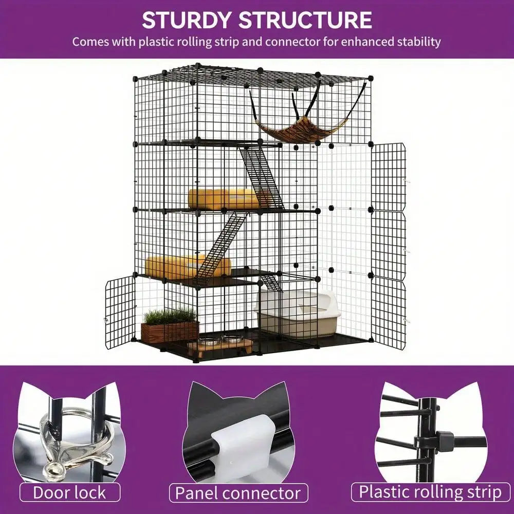 Large Cat Cage Enclosure with Hammock for Ultimate Playtime