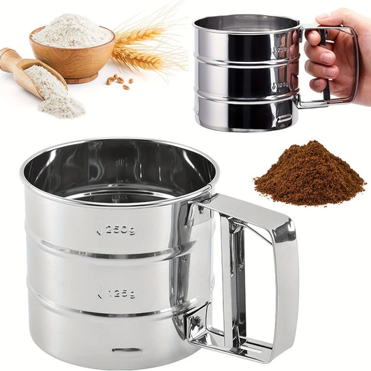 Stainless Steel Flour Sieve With Handle For Baking Success