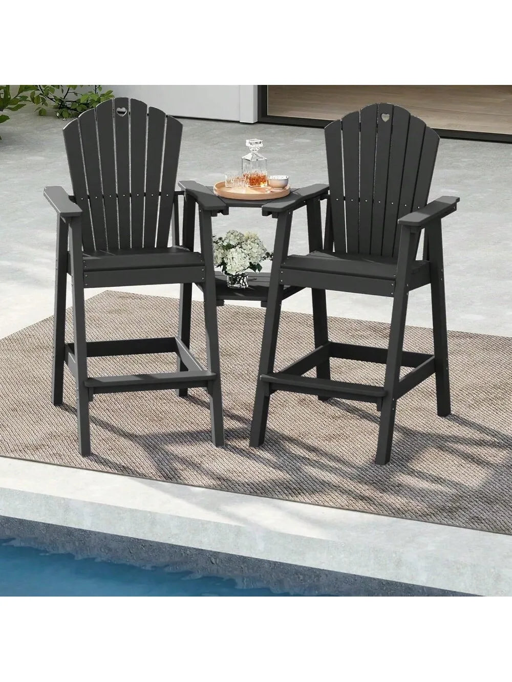 Adirondack Chairs Set Of 2 With Connecting Table HDPE