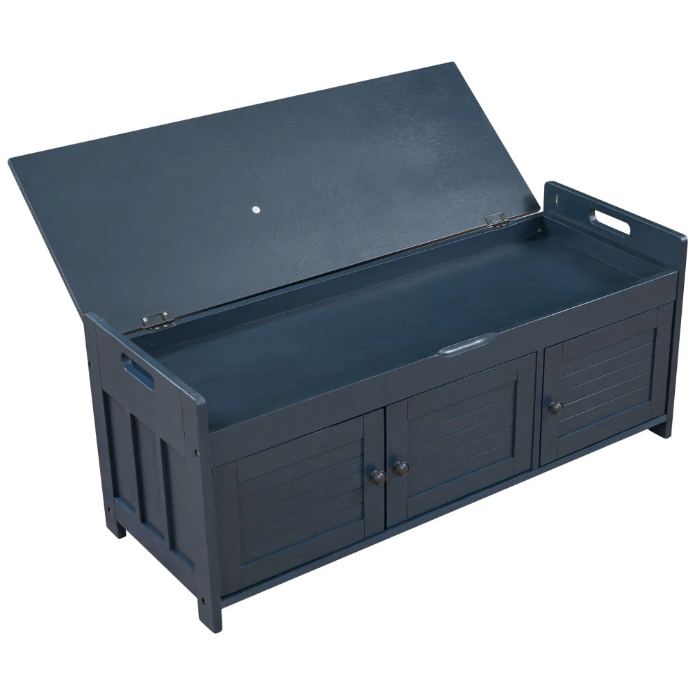 Stylish Storage Bench with Removable Cushion and Hidden Compartments