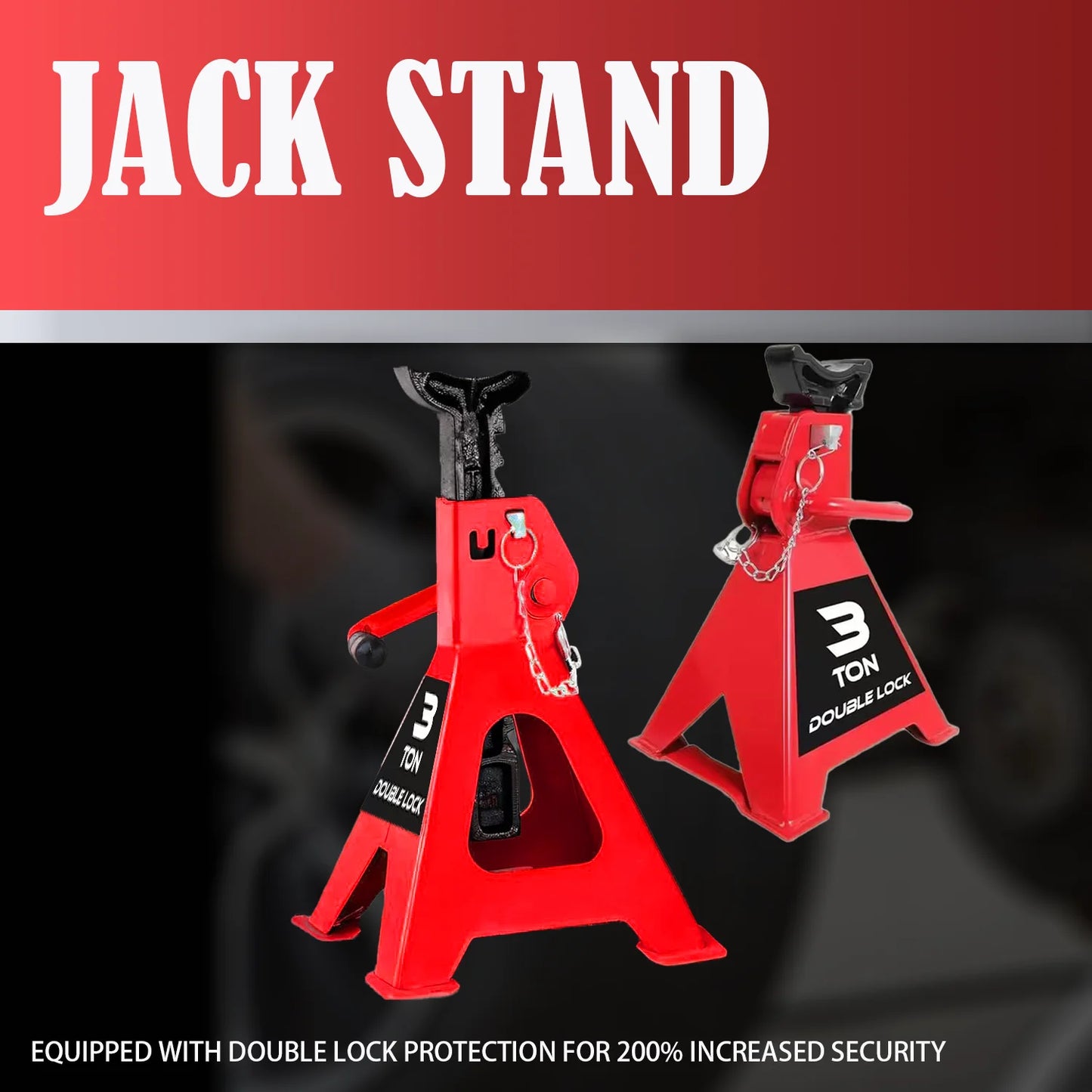 Hign-concerned 3 Ton Jack Stands With Double Locking