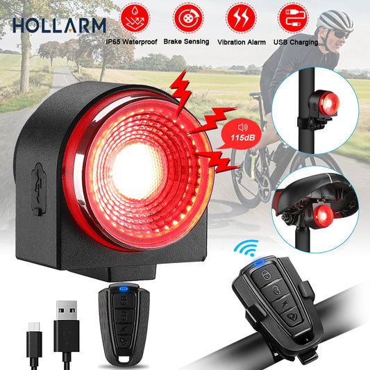 Hollarm A8Pro Bicycle Alarm IPX65 Waterproof Rear Light Brake Sensing Anti Theft Bike Taillight Horn