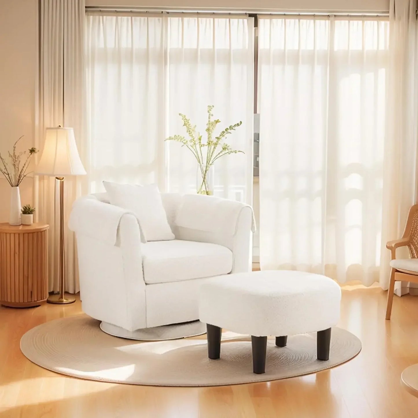 Swivel Accent Chair and Ottoman Set for Modern Living Spaces