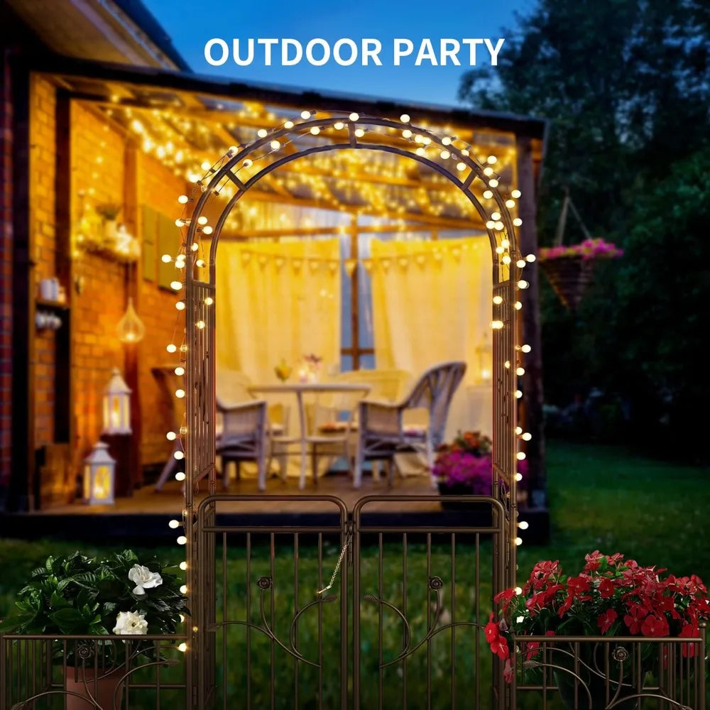 Garden Arbor With Gate And Planter Boxes For Climbing