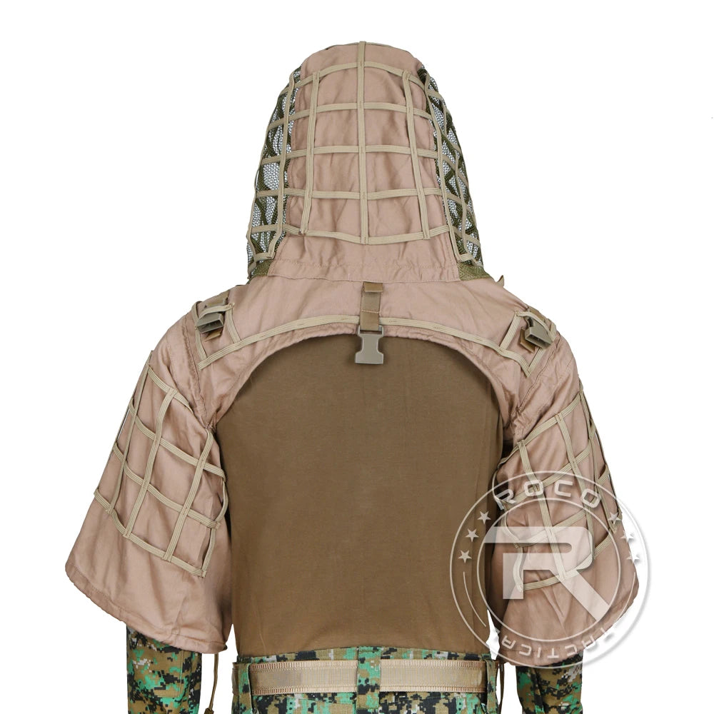 ROCOTACTICAL Ghillie Suit Viper Hood With 3D Leafy Stripes