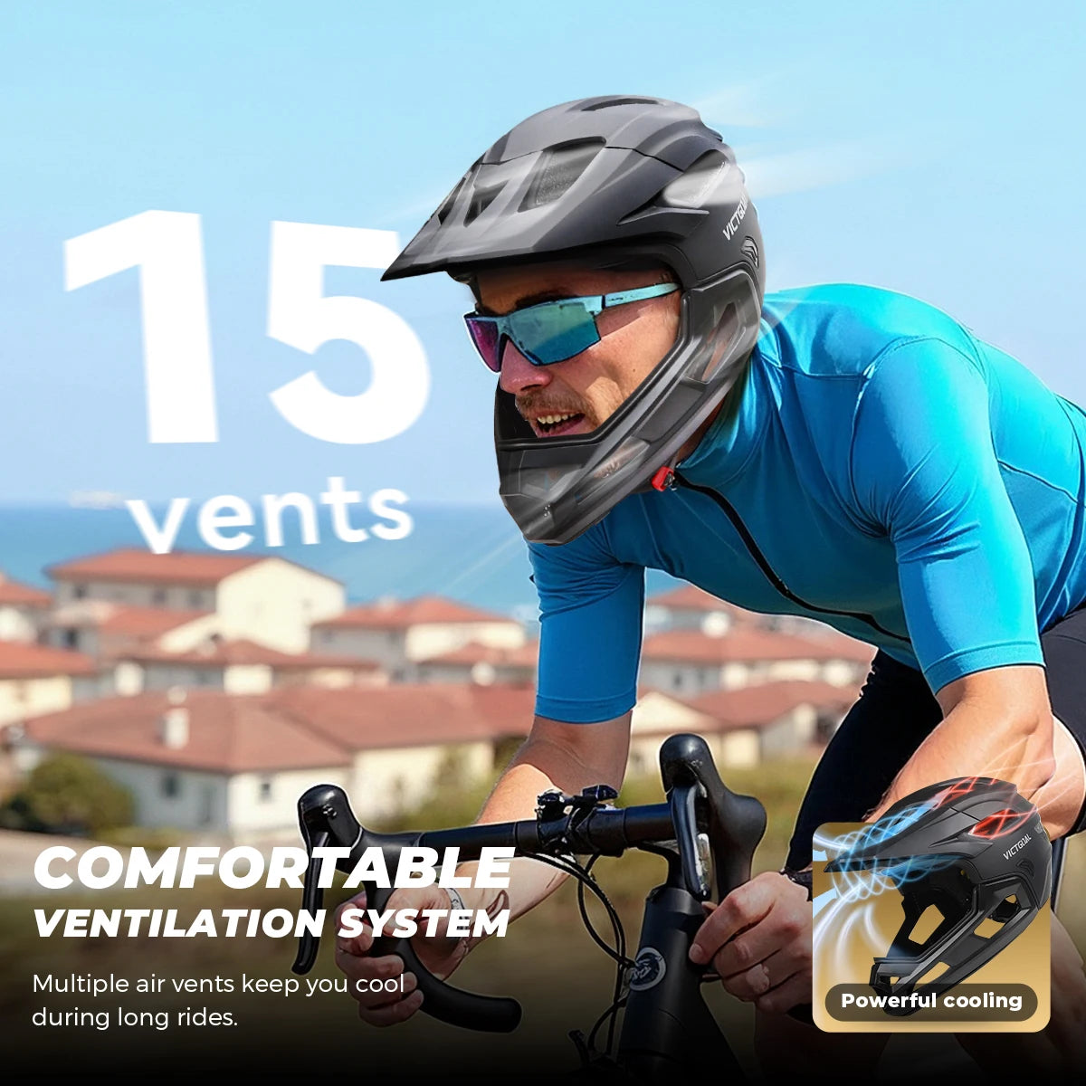 Victgoal Adult Full Face MTB Bicycle Helmet Off Road Safety