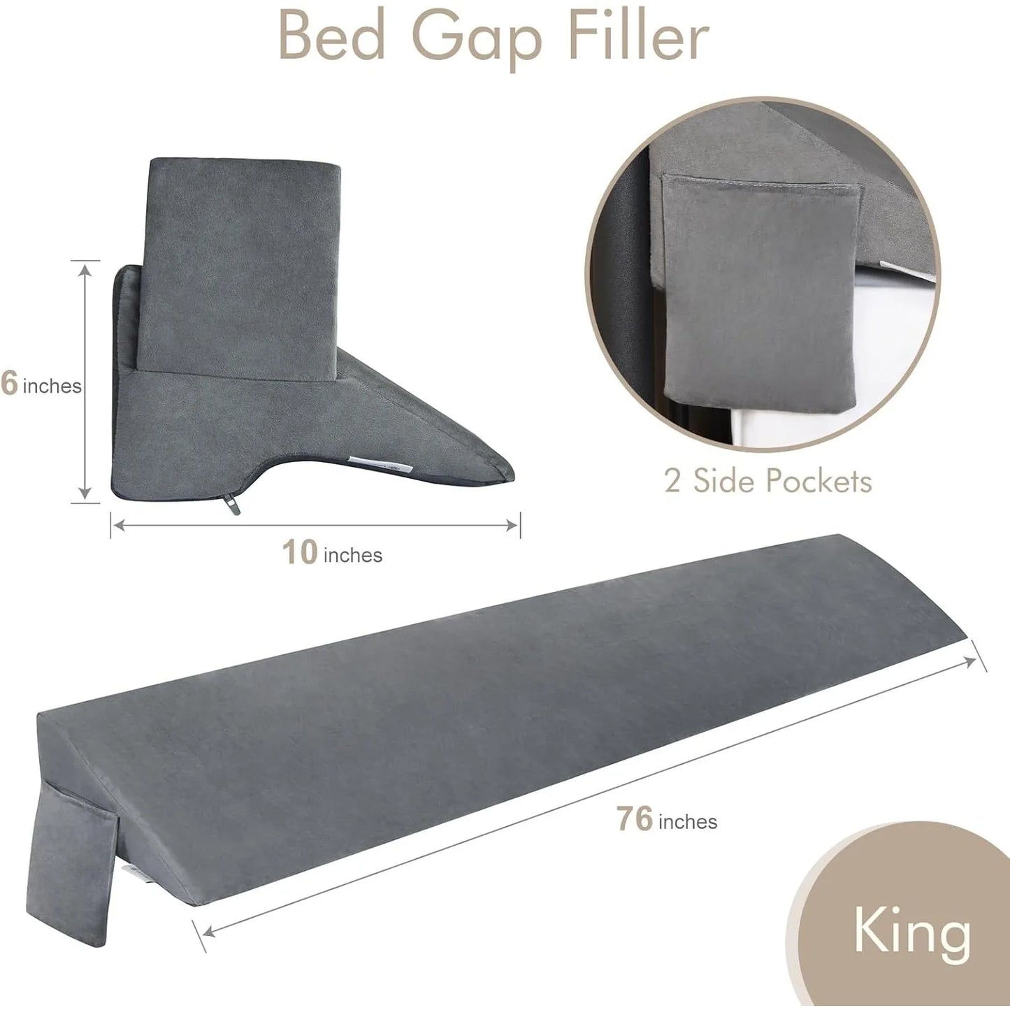 Fabric Count King Bed Wedge Pillow Headboard Gap Filler