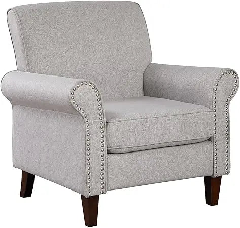 Comfy Upholstered Living Room Chair with Rolled Armrest