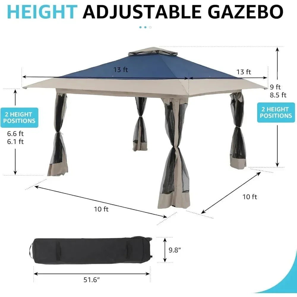 Frame Pop Up Gazebo Outdoor Awning Tent With Mosquito Net