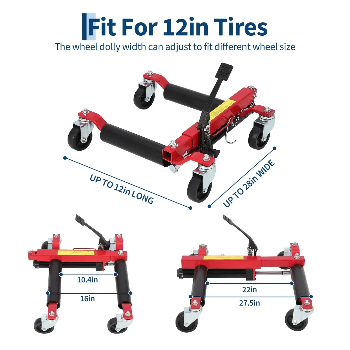 Car Wheel Dolly Jack Set 1500Lbs Hydraulic Non Slip Rollers