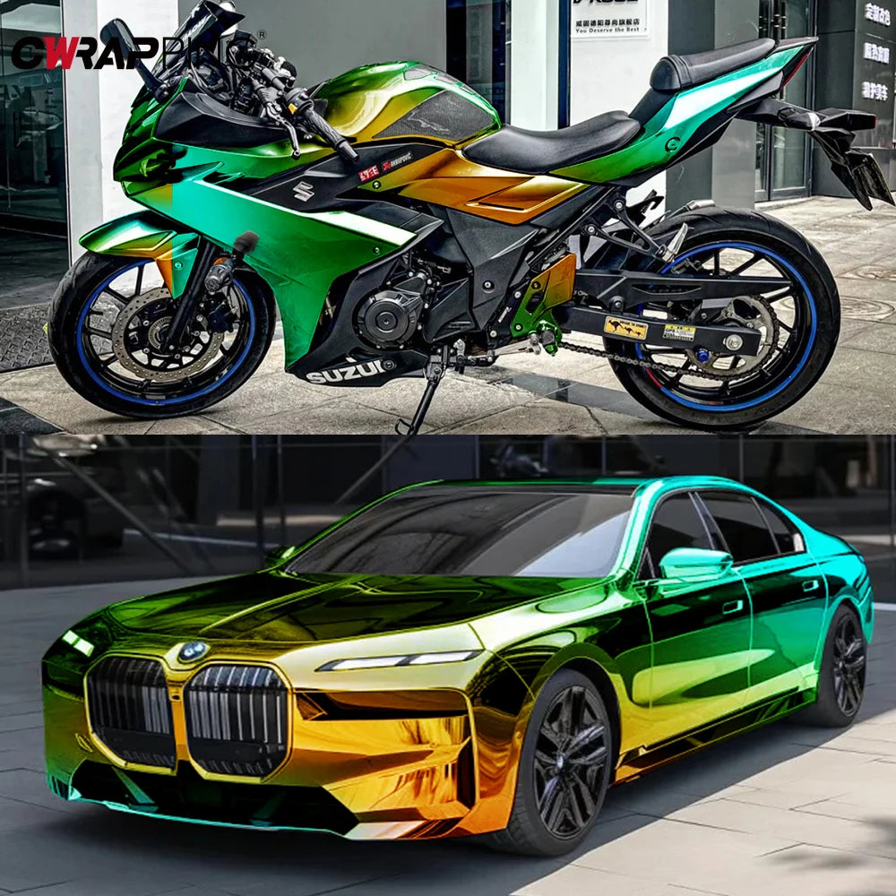 Car Stickers Vinyl Wrap PVC Self Adhesive Laser Plated Rainbow Film Waterproof Scratch Resistant Auto Accessories