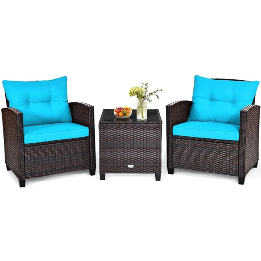 Patio Conversation Set with Washable Cushions and Coffee Table