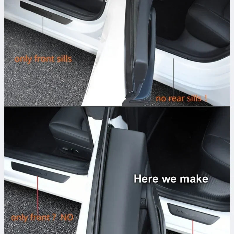 WanleeRoad Tesla Model 3 Y Rear Door Sill Decoration Wrap