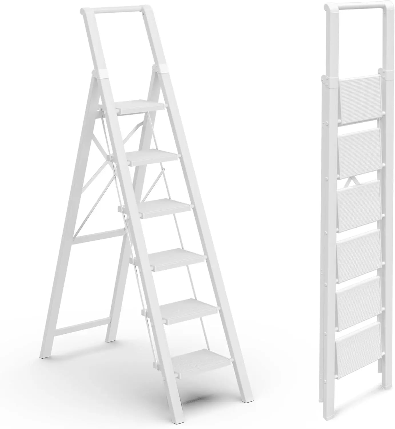 XMSJ Aluminum Folding Ladder With Six Step Handgrip