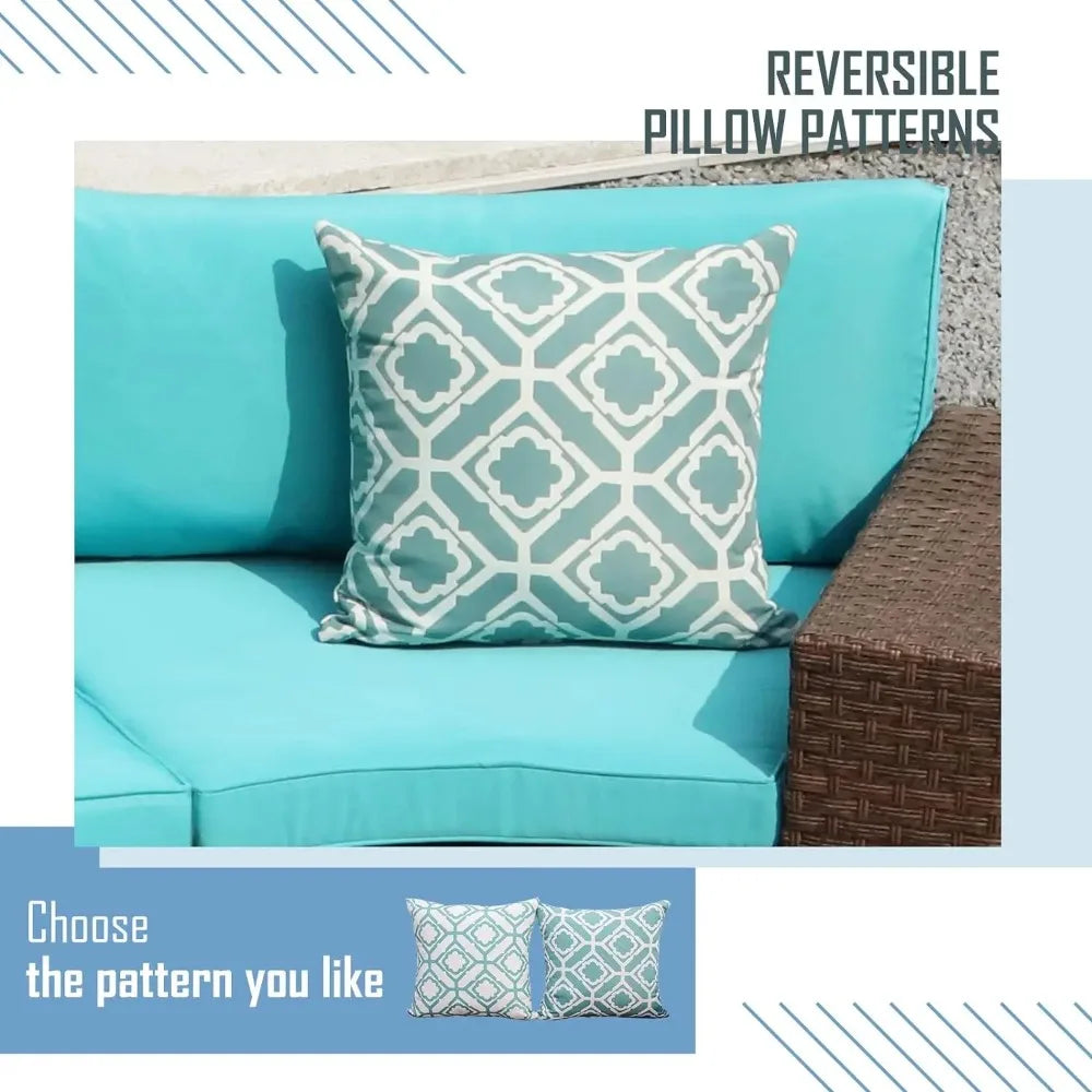 Patio Furniture Set Half Moon Outdoor All Weather Wicker Sofa With Coffee Table Collection