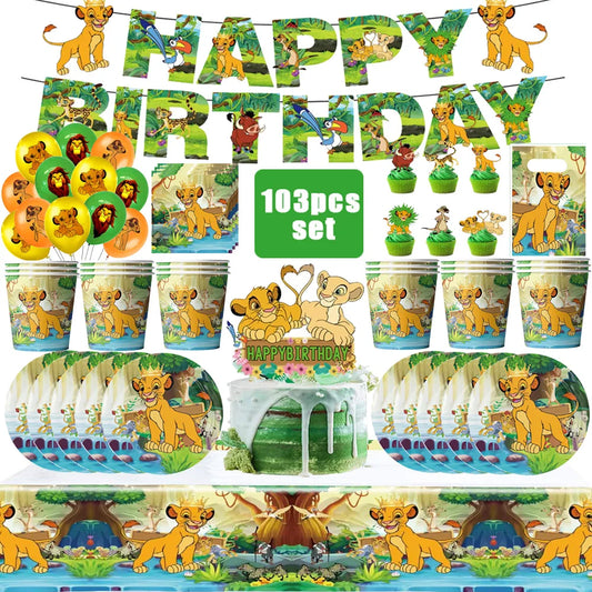 Lion King Simba Birthday Party Disposable Tableware and Decor Set