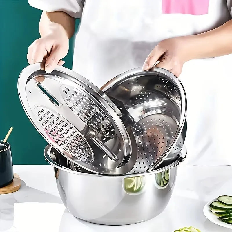 Multi-Function Stainless Steel Vegetable Grater And Drain Basket