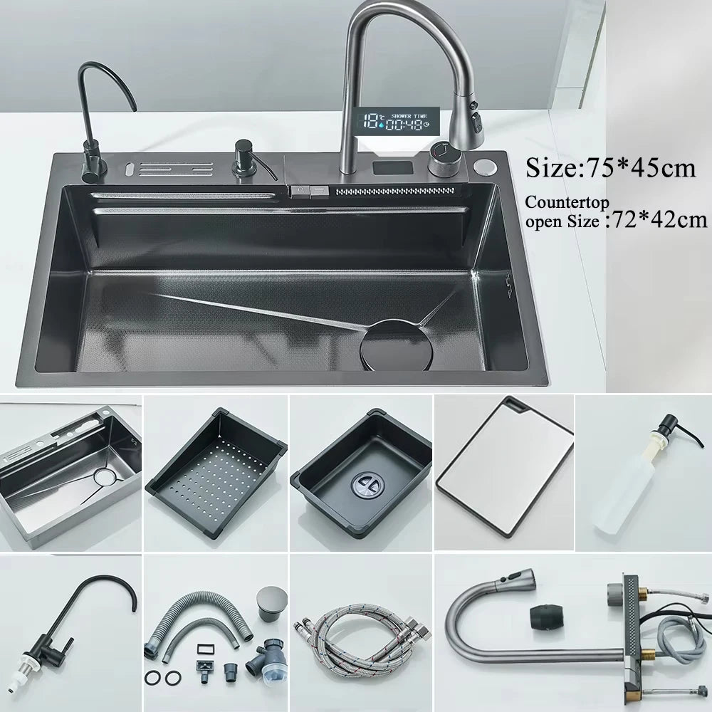 MYQualife 304 Stainless Steel Waterfall Kitchen Sink Faucet