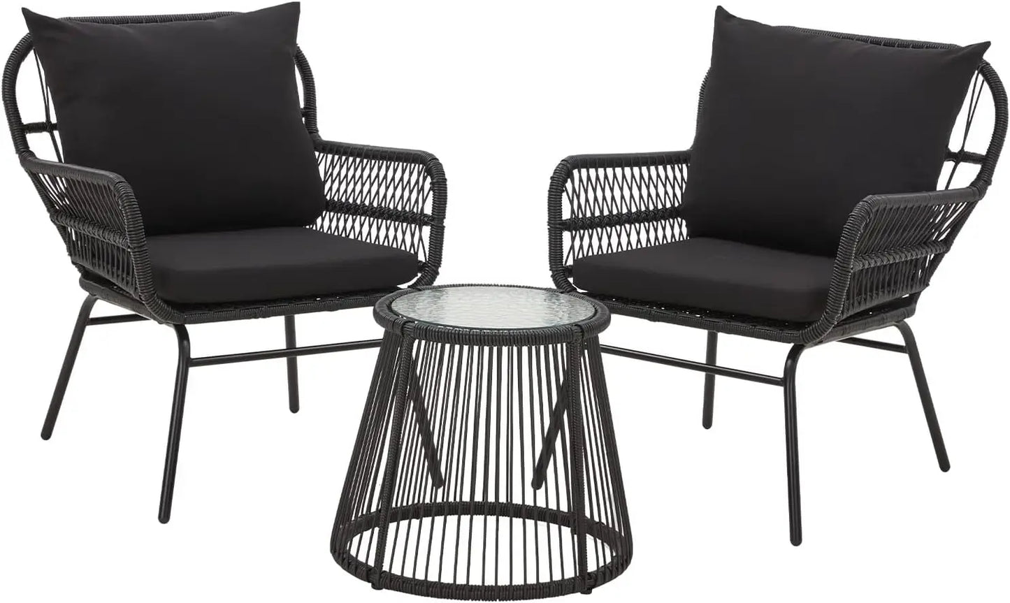 L-Shaped Outdoor Patio Conversation Set with Thick Cushions