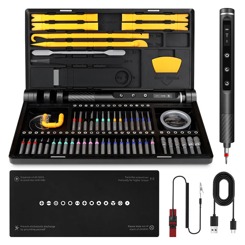 Wireless Rechargeable Screwdriver Set With LED Light Bits