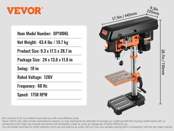 SucceBuy Tabletop Drill Press Three Point Two Amp 5 Speed
