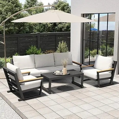 General Aluminum Outdoor Sofa 4 Seats Set With Coffee Table