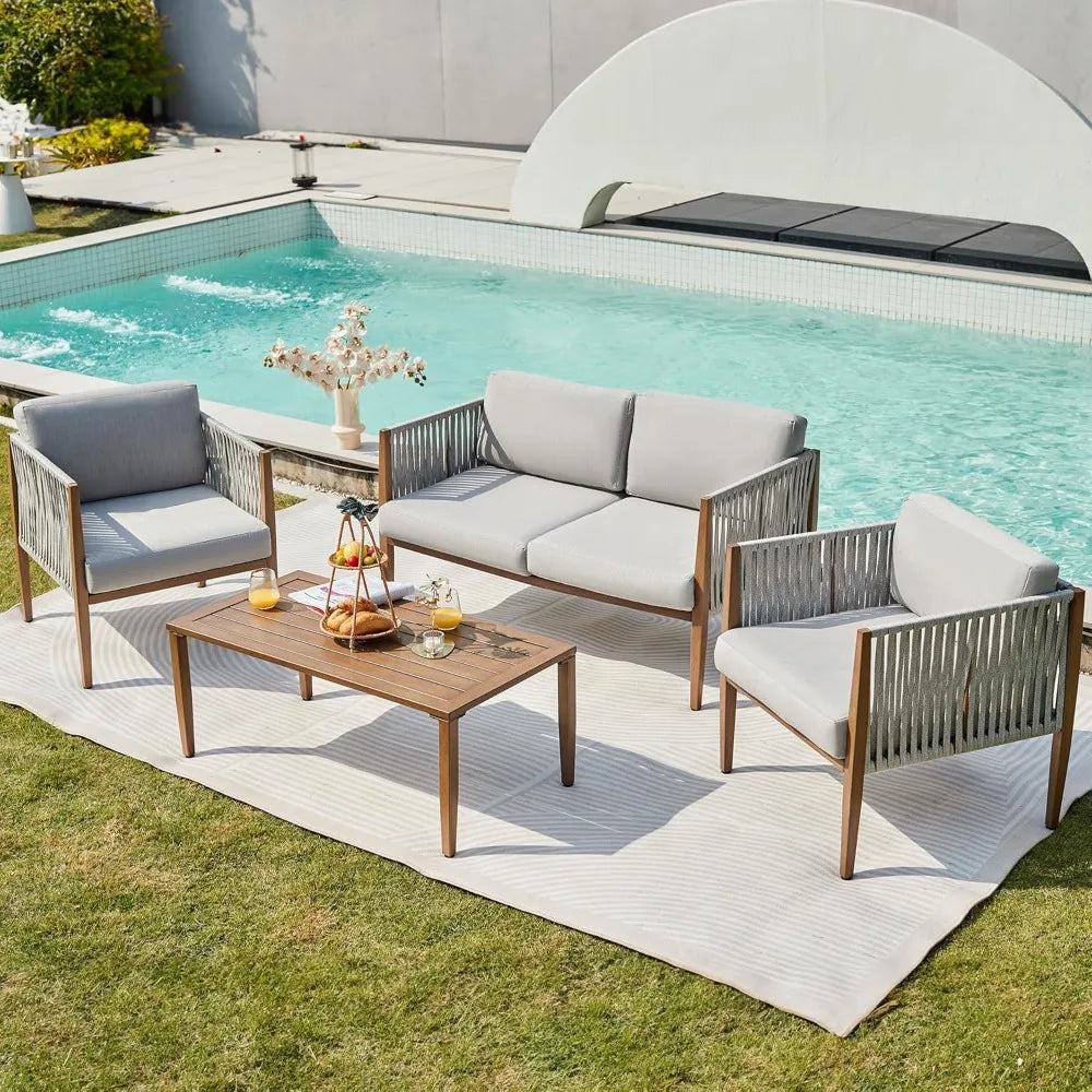 HUANZHUANG Outdoor Patio Deep Seating Set With Rope