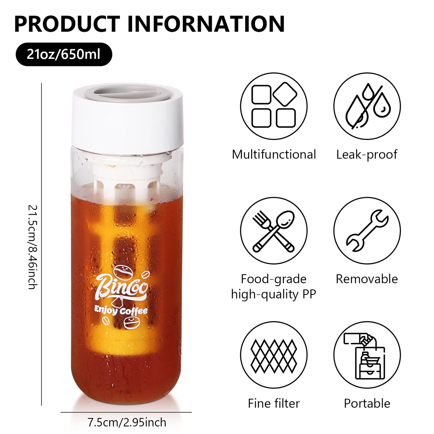 Bincoo Multi-Functional Cold Brew Coffee Maker with Fine Filter