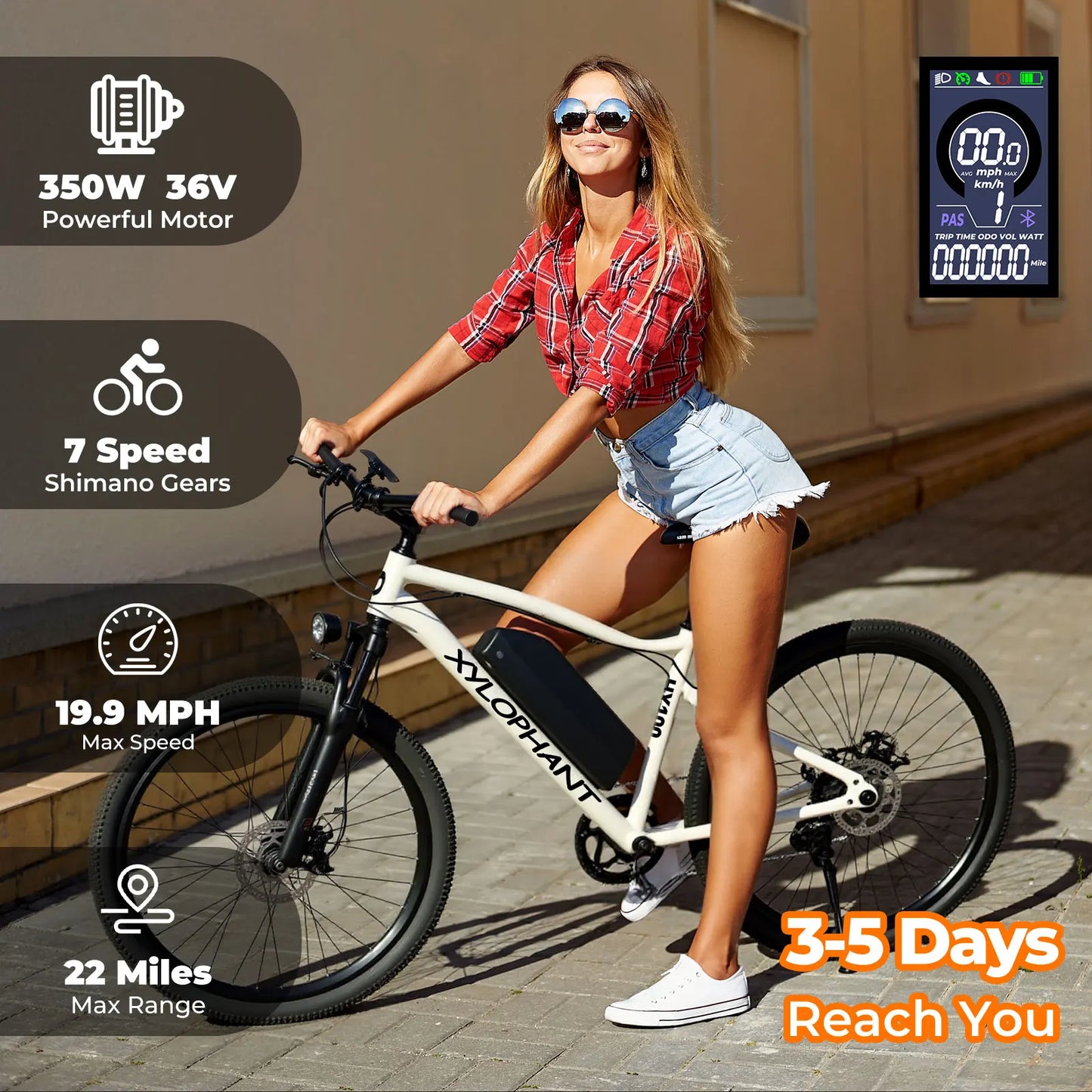 LELEKUAIF Mountain Electric Bike 350W Brushless Motor 360Wh