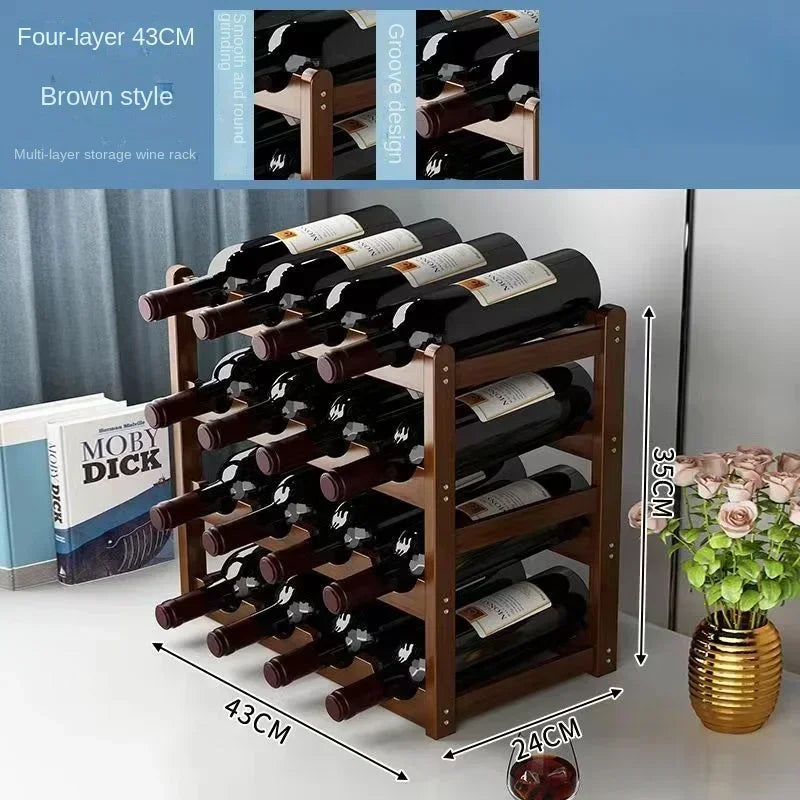 Wooden Wine Rack Display Grid Storage Shelf For Tabletop