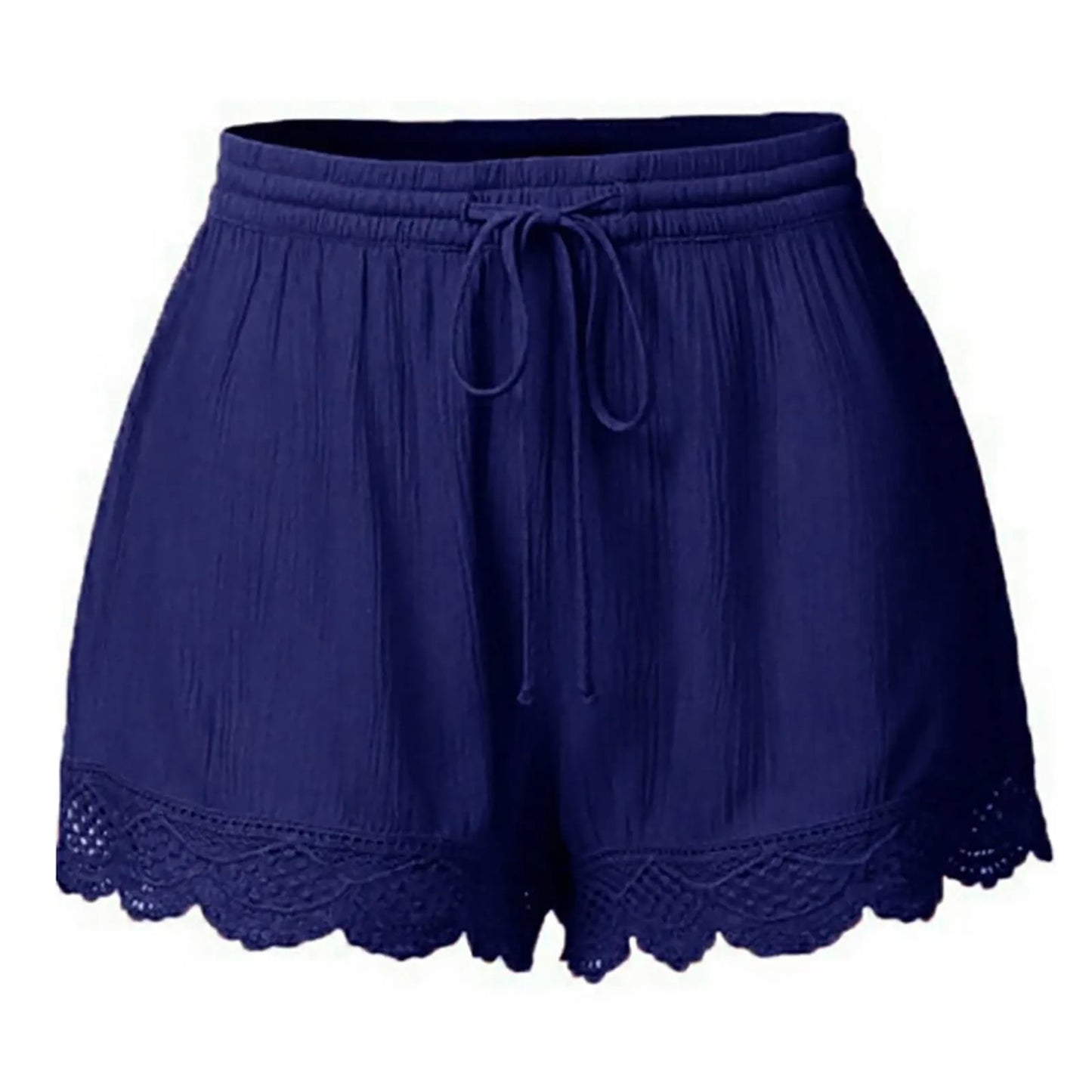 Ruffle Hem Casual Shorts for Women with Drawstring Closure
