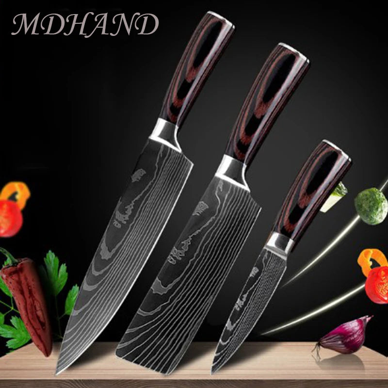 Damascus Style Chef Knife for Precision Slicing and Utility
