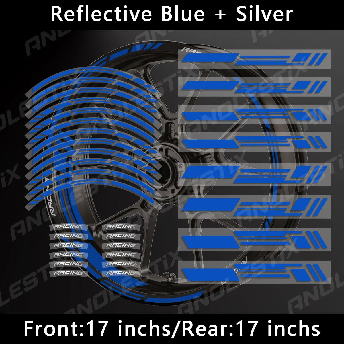 AnoleStix Reflective Motorcycle Wheel Stickers Rim Decal Kit