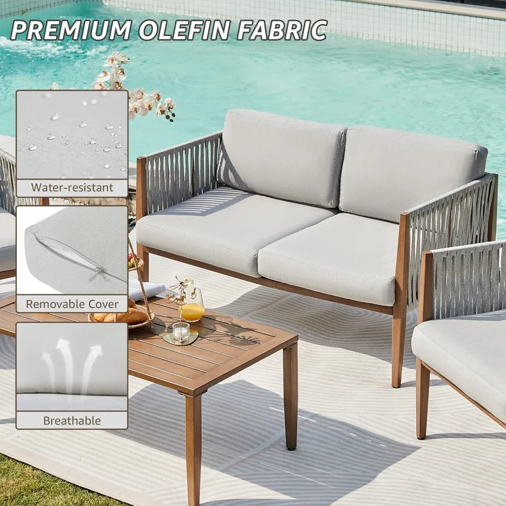 HUANZHUANG Outdoor Patio Deep Seating Set With Rope