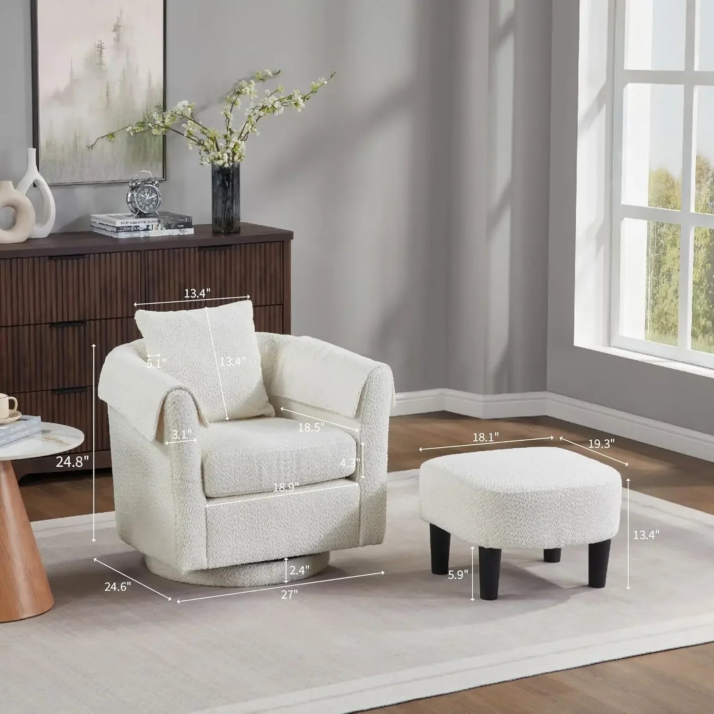 Swivel Accent Chair and Ottoman Set for Modern Living Spaces
