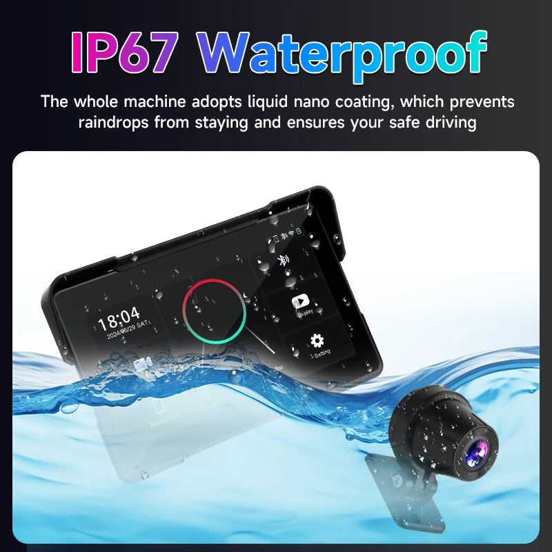 JMCQ Motorcycle DVR GPS Multimedia Player CarPlay IPX7