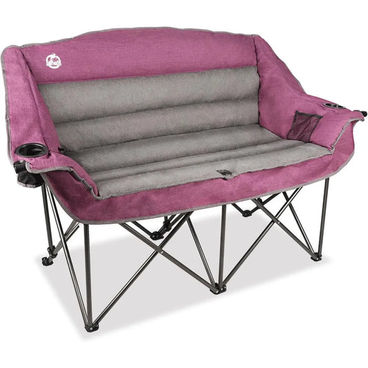 Heavy Duty Folding Duo Chair With Cup Holders And Carry Bag