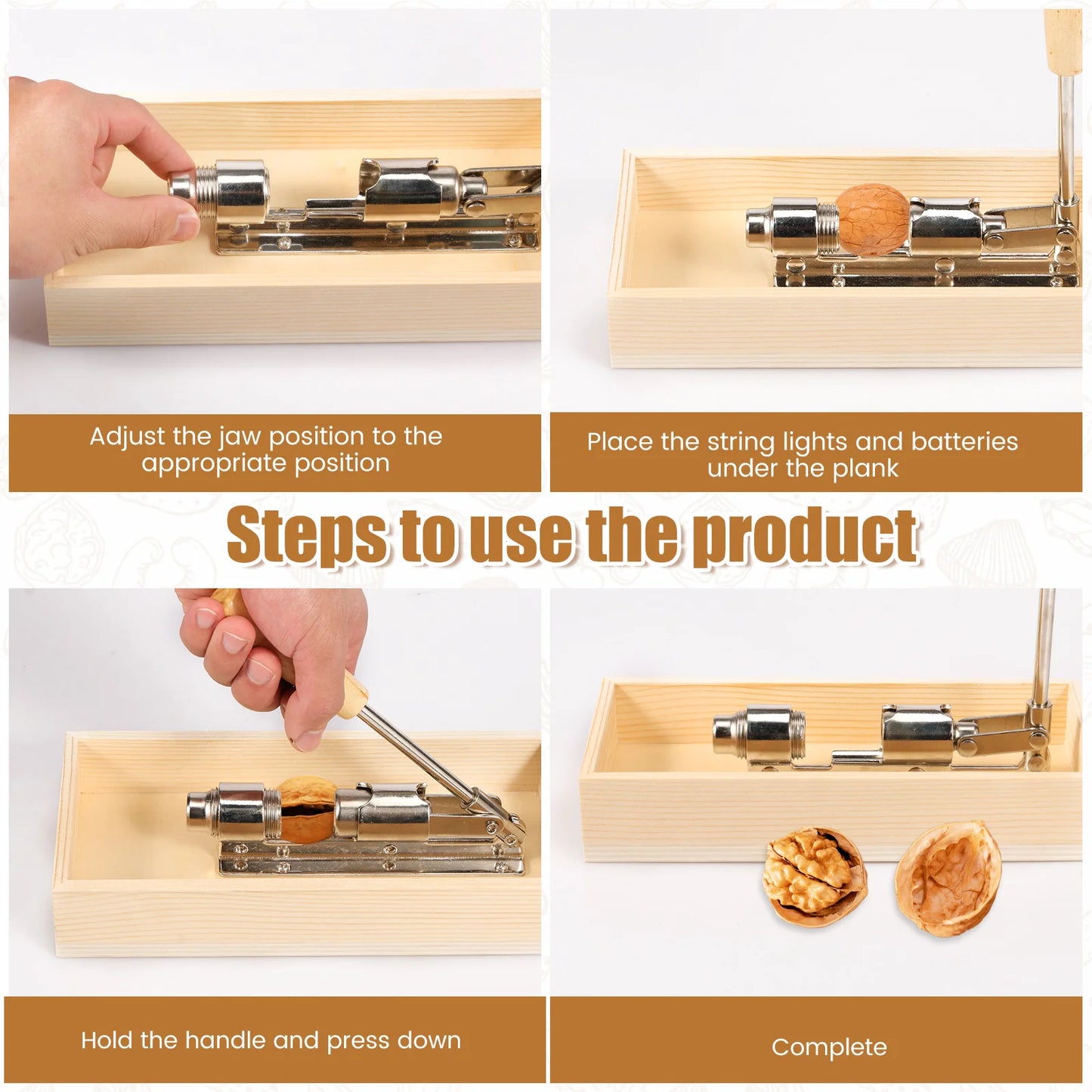 Adjustable Pecan Nut Cracker Tool for Easy Nut Opening
