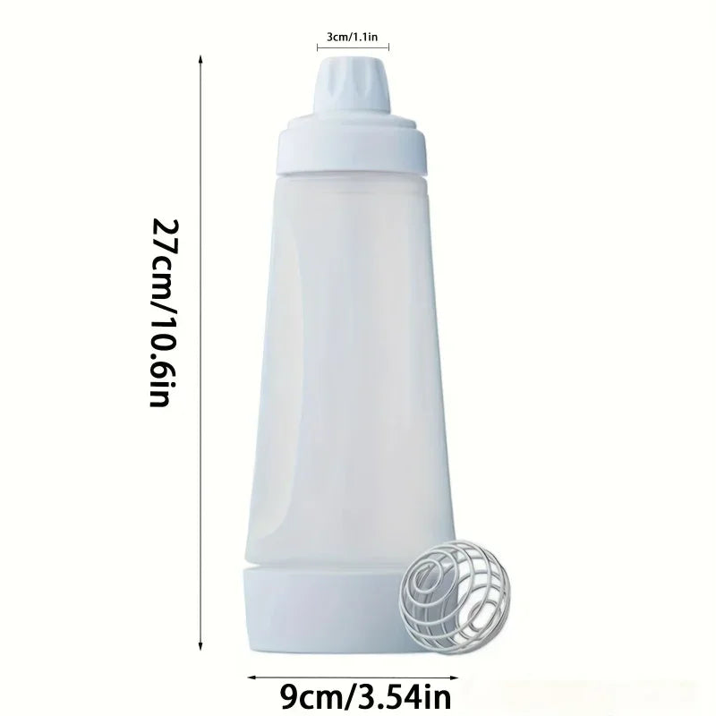 Hand Cranked Batter Mixer Bottle with Scale and Whisk Ball