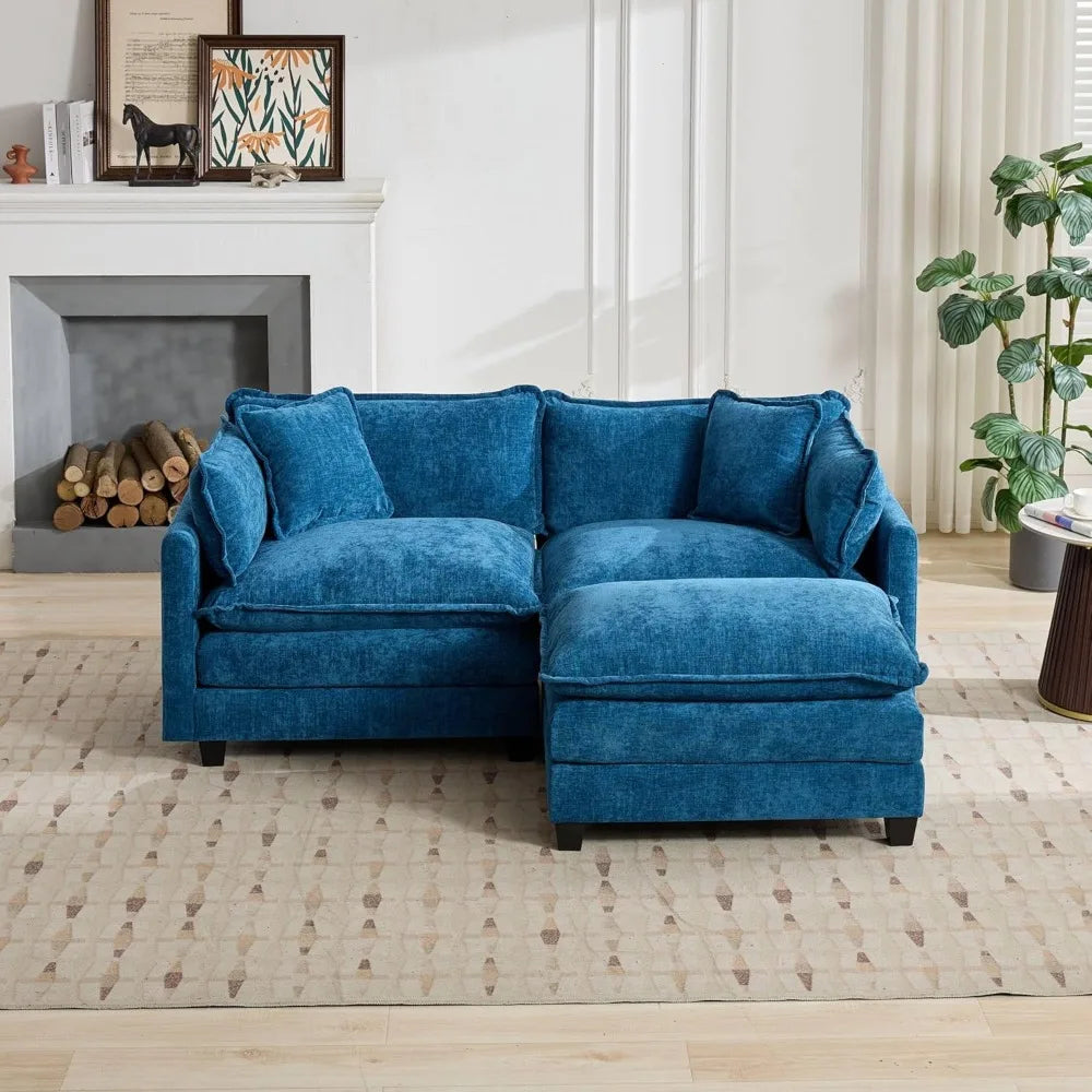 Luxurious Chenille Sectional Sofa With Ottoman Premium Contemporary Living Furniture