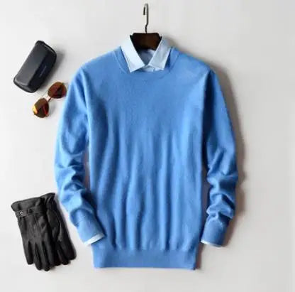 Mens V Neck Pullover Sweater Knit Cotton Wool Blend