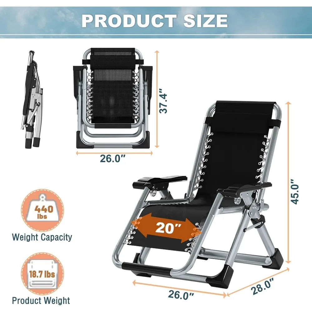 Zero Gravity Outdoor Lounge Chair Pair With Cushions