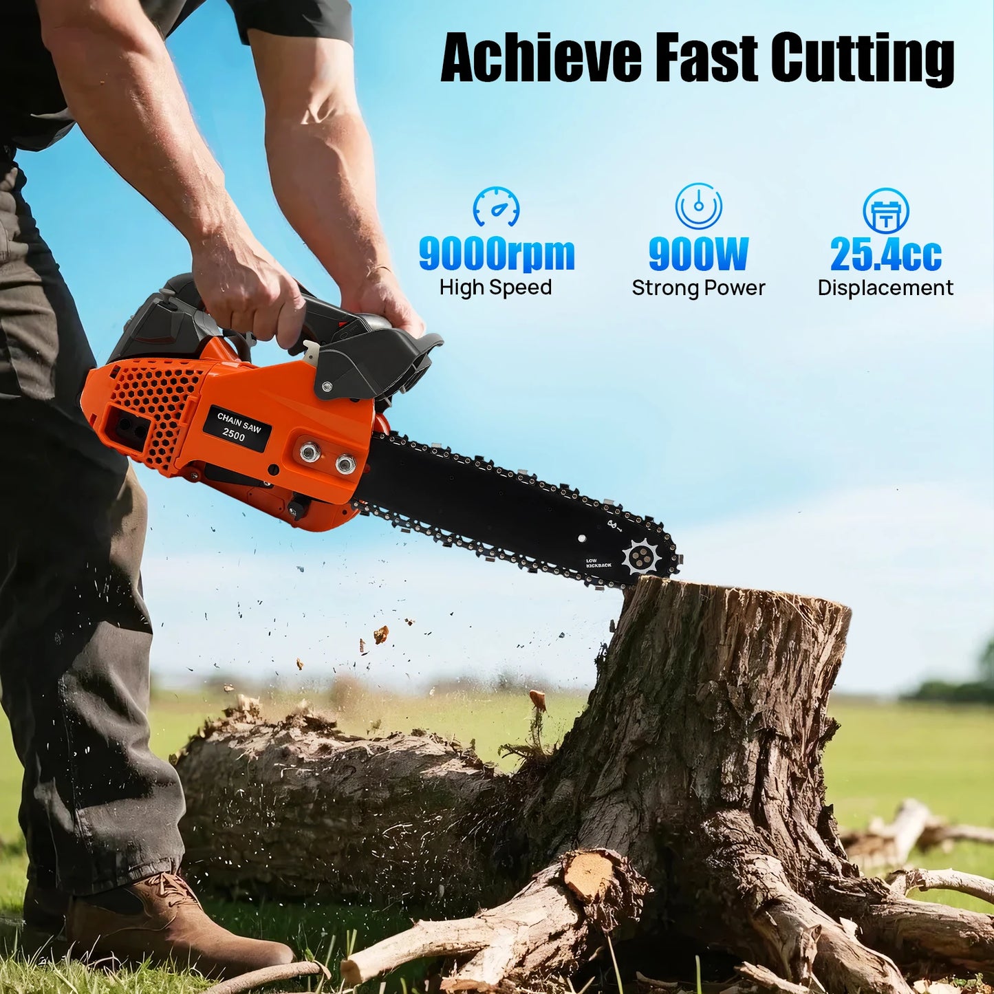 Bymaocar 900W Gasoline Chainsaw Aluminum Alloy Professional Logging Tool