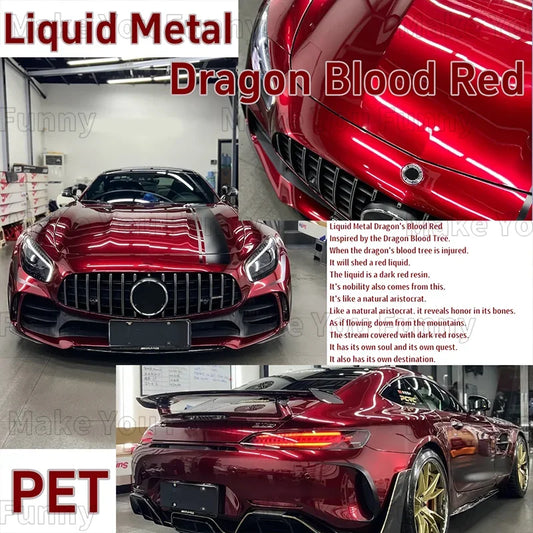 5x59FT Glossy Dragon Blood Red Liquid Metallic Vinyl Wrap Paint Protection Film