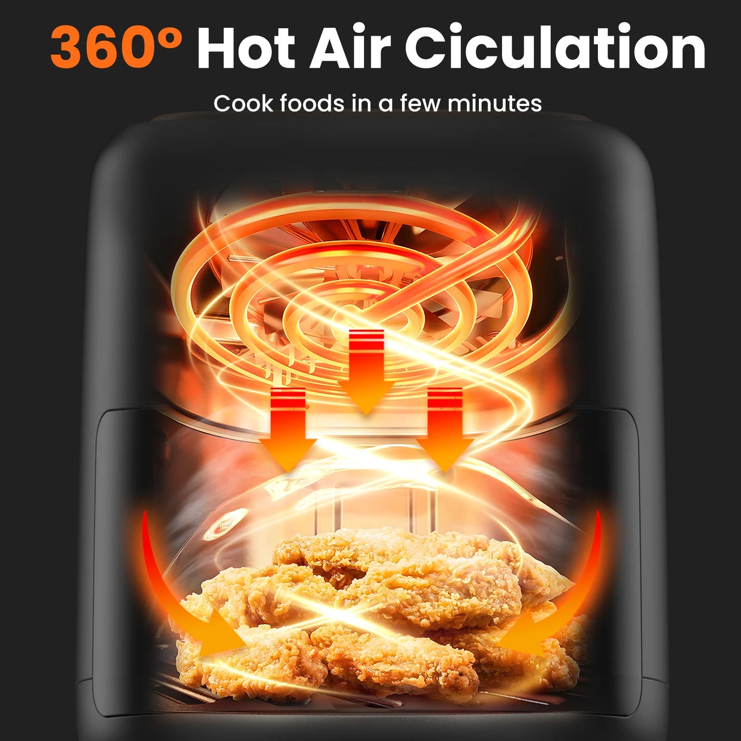 VAVSEA 10 in 1 Air Fryer with Clear Window 1600W Hot Airfryer Oven Digital LED Touch Screen Non Stick Basket 6.5QT