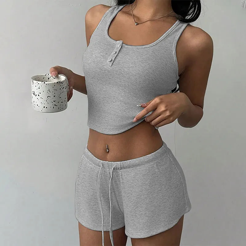 VYTBCN Womens Two Piece Summer Tank Shorts Set Casual