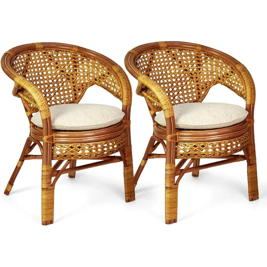 Angduo Pelangi Handmade Rattan Dining Chairs Set Of 2