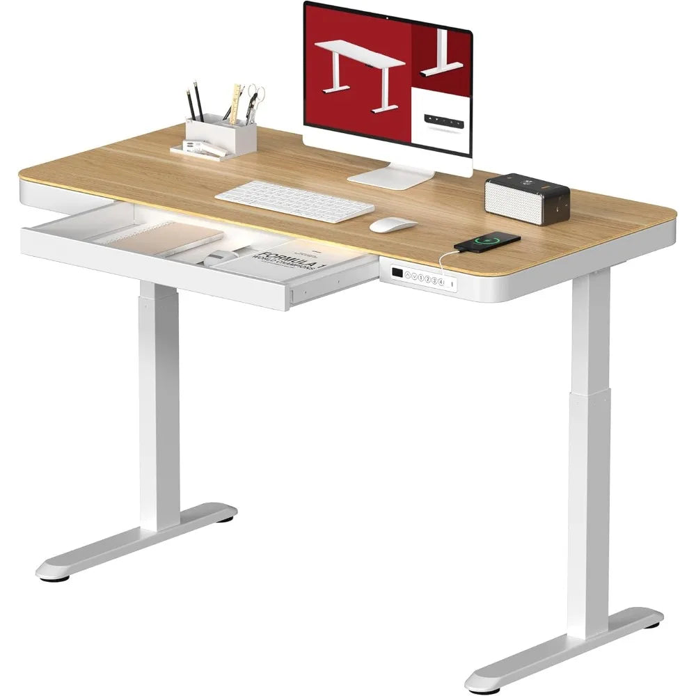 Electric Adjustable Standing Desk with Storage and USB Ports